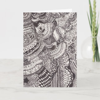 Black and White Abstract Line Art Greeting Card