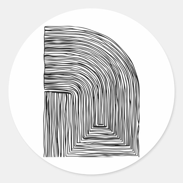 Black And White Abstract Line Art Print Sticker  (Front)