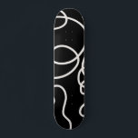 Black And White Abstract Line Brush Strokes Skateboard<br><div class="desc">Mid Century Modern Abstract Brush Strokes – Minimal Line – Black background with cream white lines.</div>