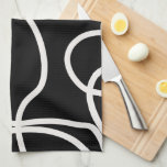 Black And White Abstract Line Brush Strokes Tea Towel<br><div class="desc">Mid Century Modern Abstract Brush Strokes – Minimal Line – Black background with cream white lines.</div>
