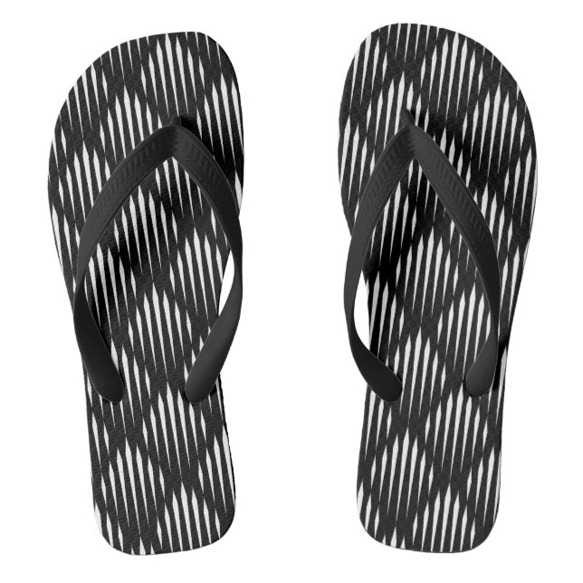 Black and White abstract line pattern Jandals (Footbed)