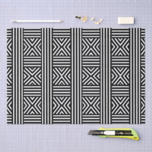 Black and White Abstract Line Pattern Tissue Paper