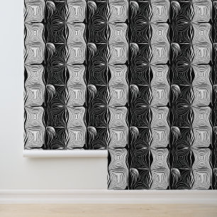 Black and White Abstract Line Pattern Wallpaper