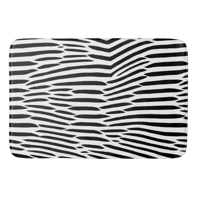 Black and White Abstract Lines Artsy  Bath Mat (Front)