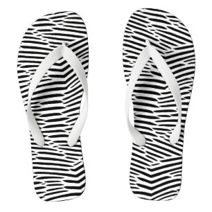 Black and White Abstract Lines Artsy  Jandals
