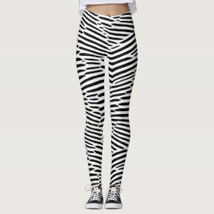 Black and White Abstract Lines Artsy Leggings
