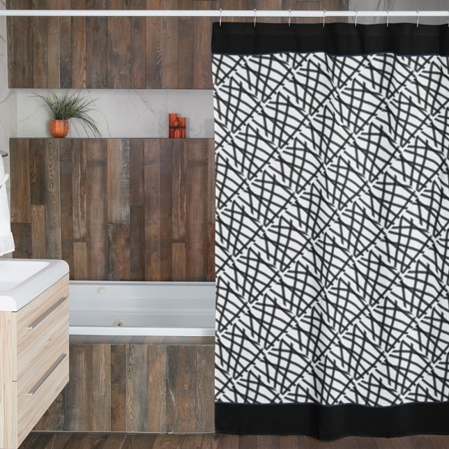 Black and White Abstract Lines Shower Curtain (Creator Uploaded)