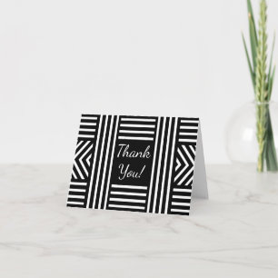 Black and White  Abstract lines Thank You Card