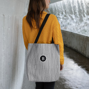 Black and White Abstract Lines Tote Bag