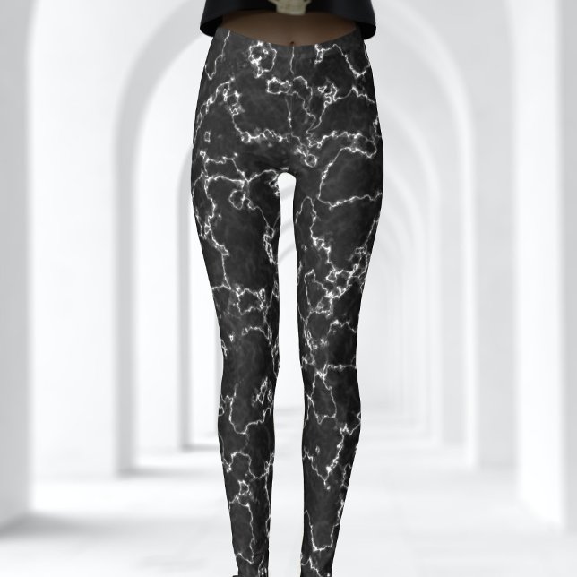 Black and White Abstract Marble Pattern Leggings (Black and White marble leggings just for you)