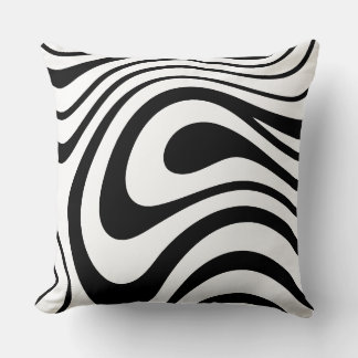 Black and White Abstract Marble Style Cushion