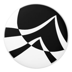 Black and White Abstract Modern Art Ceramic Knob