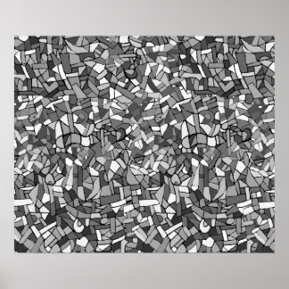Black and white abstract mosaic poster