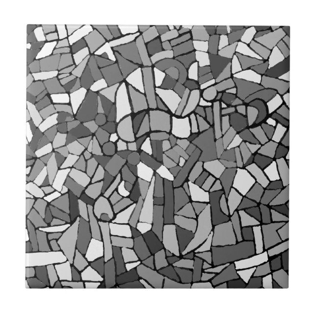 Black and white abstract mosaic tile (Front)