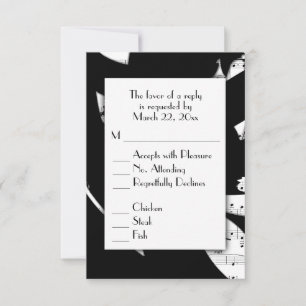 Black and White Abstract Music RSVP w Menu Choice