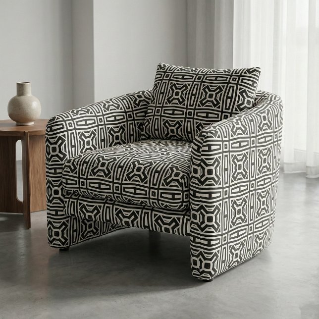 Black and White Abstract Op Art Geometric Pattern Fabric (Creator Uploaded)