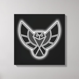 Black and White Abstract Owl in Flight Canvas Print