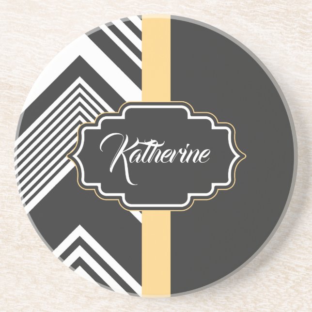 Black and White Abstract Pattern Coaster (Front)