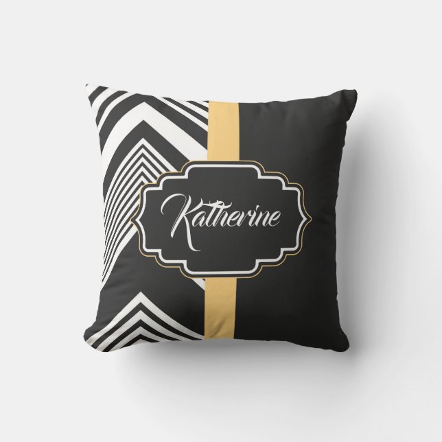 Black and White Abstract Pattern Cushion (Front)