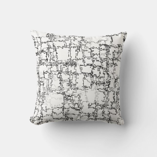 Black and White Abstract Pattern Cushion (Front)