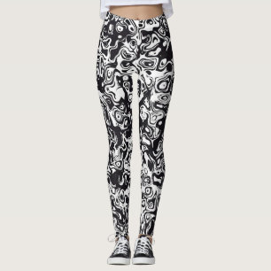 Black and white abstract pattern leggings
