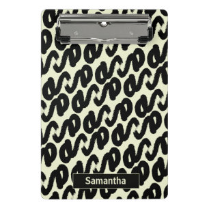 black and white abstract pattern monogram mini clipboard