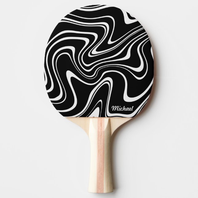 Black and White Abstract Pattern - Personalizable! Ping Pong Paddle (Front)