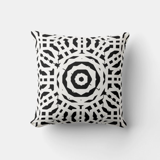 Black and  white  abstract pattern solid back cushion (Front)