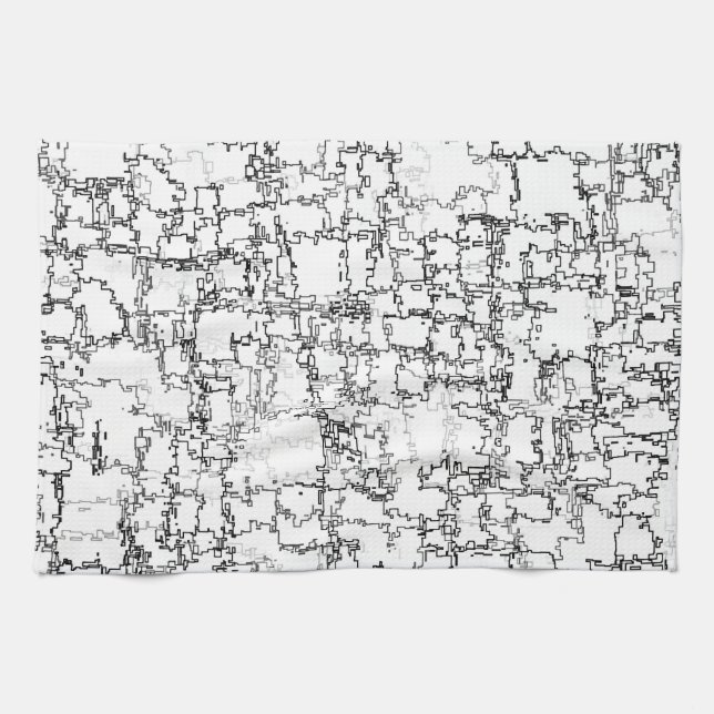 Black and White Abstract Pattern Tea Towel (Horizontal)