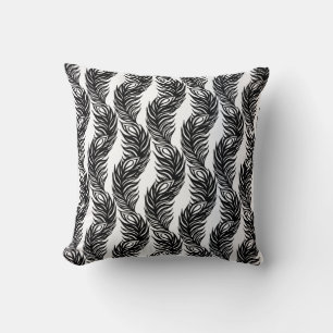 Black and white abstract Peacock feather pattern Cushion