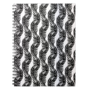 Black and white abstract Peacock feather pattern Spiral Notebook