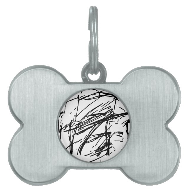 Black and white abstract pet ID tag (Front)
