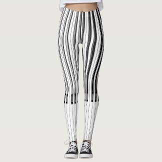 Black and White Abstract Piano Keys Leggings