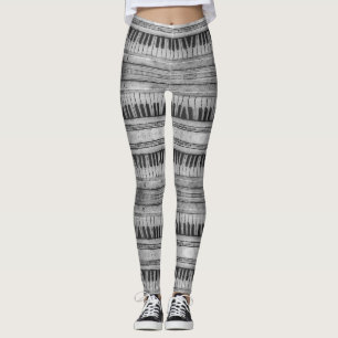 Black and White Abstract Piano Leggings