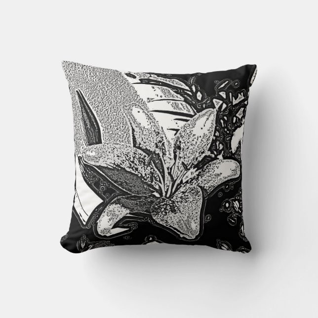 black and white abstract shapes contempory cushion (Front)