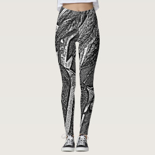 black and white abstract shapes contempory leggings