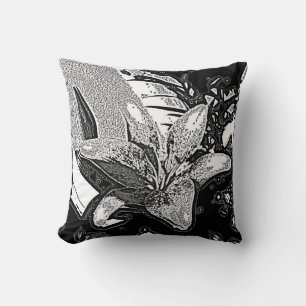 black and white abstract shapes modern cushion