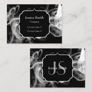 Black and White Abstract Smoke Monogram Business Card