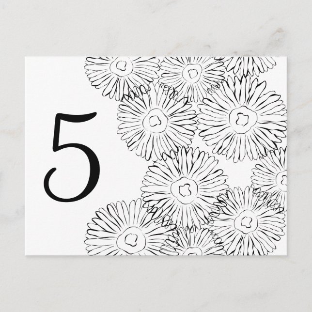 Black and white abstract spring flowers postcard (Front)