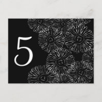 Black and white abstract spring flowers