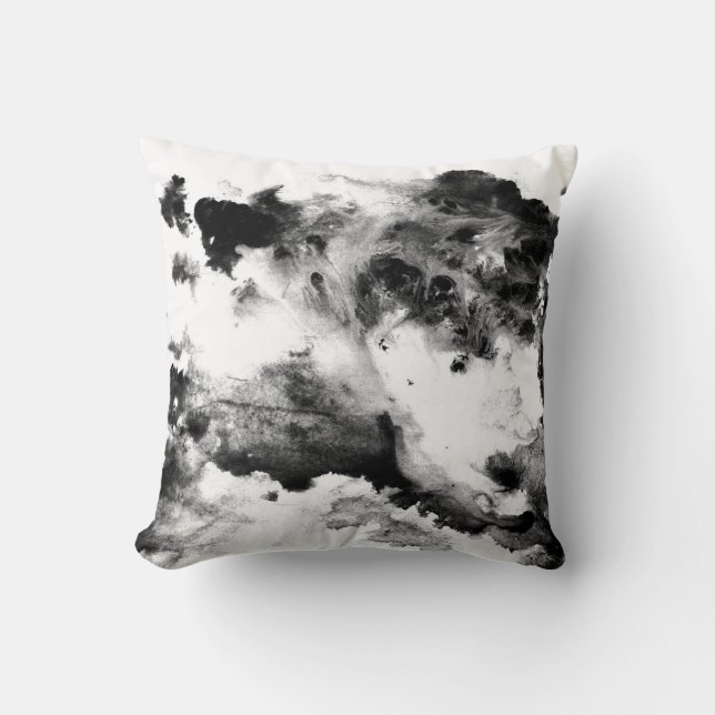 Black and White Abstract Square Shaped Pillow (Front)