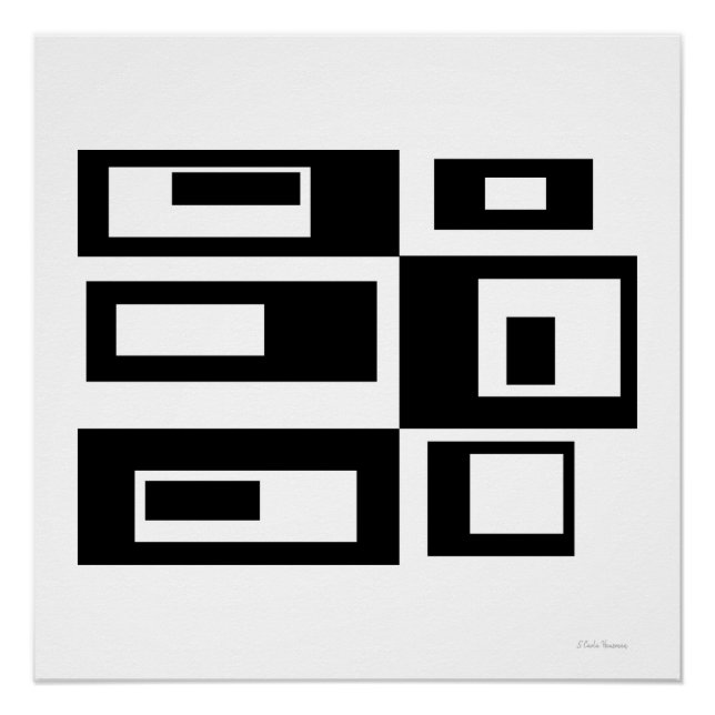 Black and White Abstract Squares POSTER (Front)