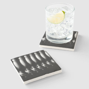 Black and White Abstract Stone Coaster