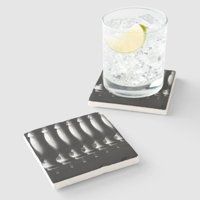 Black and White Abstract Stone Coaster (Side)