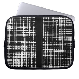 Black and White Abstract Stripe Pattern Laptop Sleeve