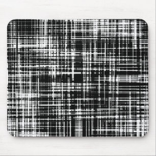 Black and White Abstract Stripe Pattern Mouse Pad