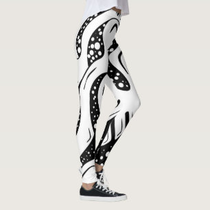 Black and White Abstract Swirl Leggings
