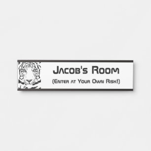Black and White Abstract Tiger's Head Door Sign