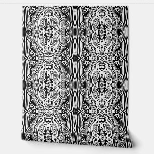 Black and White Abstract Waves Custom Colour Wallpaper