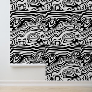 Black and White Abstract Waves Custom Colours Wallpaper